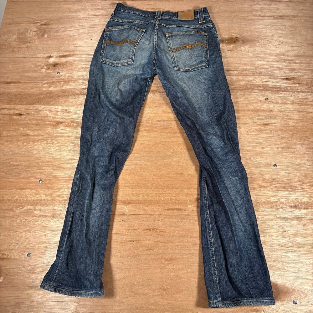 Nudie Jeans Dark Wash Straight Leg 31W x 34L Distressed Jeans Denim - Picture 7 of 10